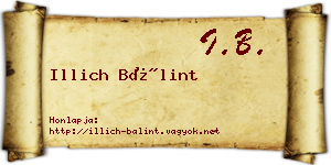 Illich Bálint névjegykártya